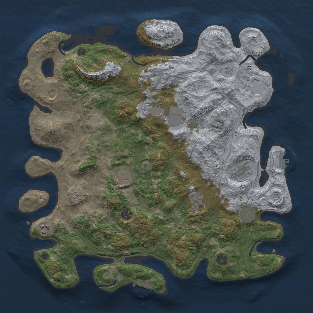 Rust Map: Procedural Map, Size: 4250, Seed: 627504278, 16 Monuments