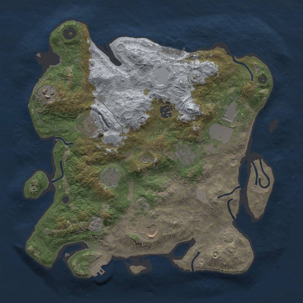 Rust Map: Procedural Map, Size: 3500, Seed: 844548354, 16 Monuments