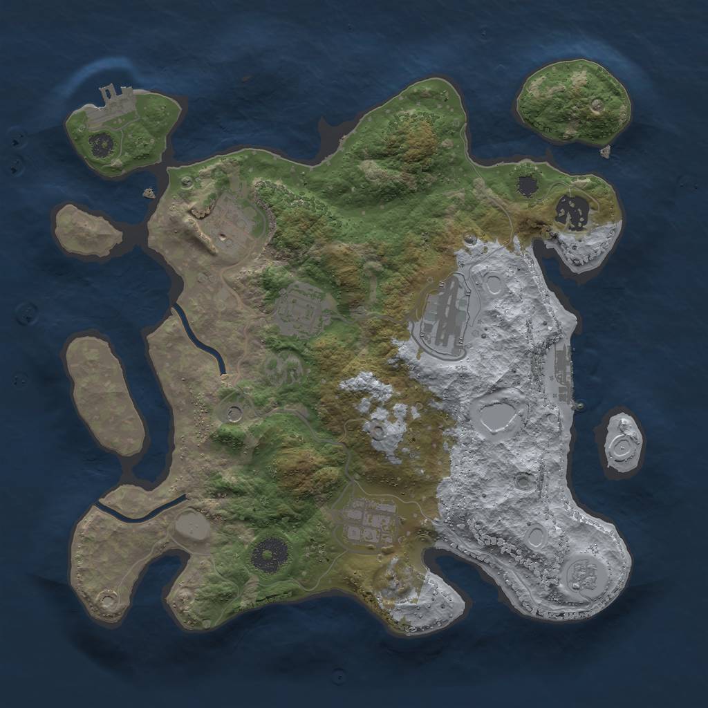 Rust Map: Procedural Map, Size: 3000, Seed: 87635, 12 Monuments