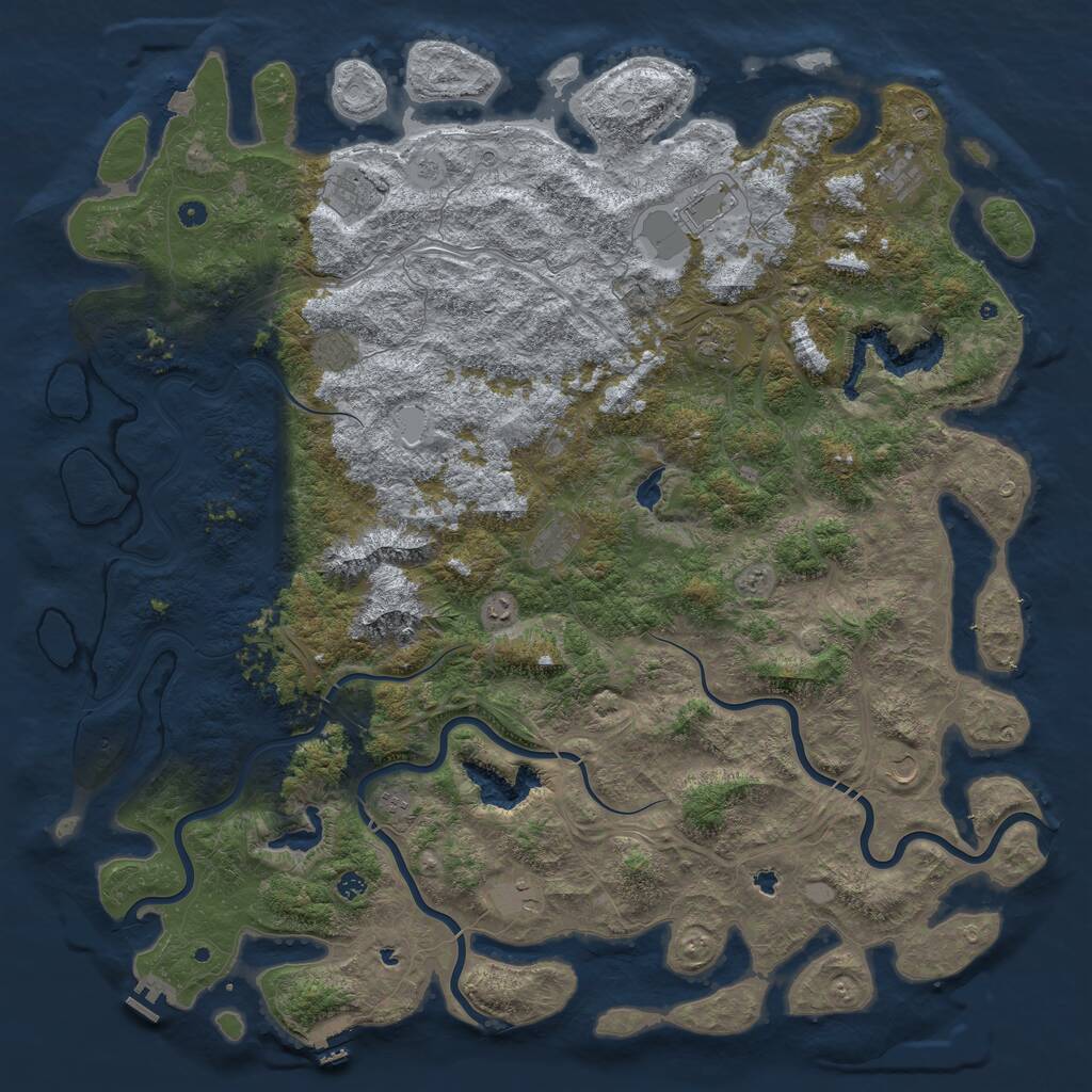 Rust Map: Procedural Map, Size: 6000, Seed: 57639374, 17 Monuments