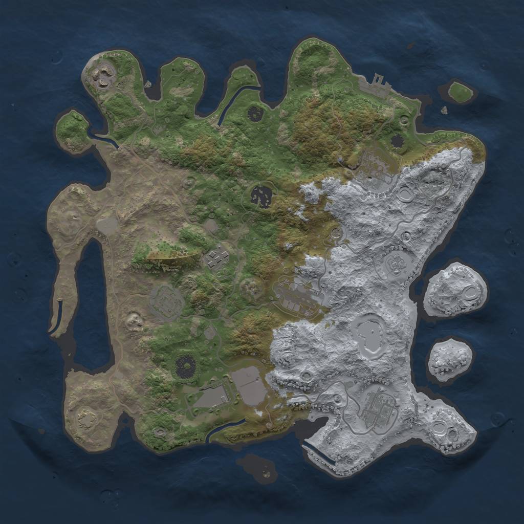 Rust Map: Procedural Map, Size: 3500, Seed: 1871287, 15 Monuments