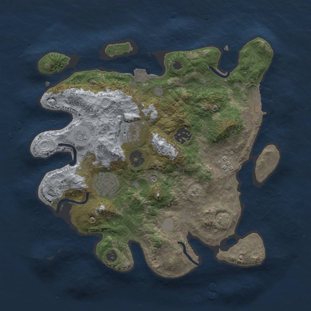Rust Map: Procedural Map, Size: 3000, Seed: 242378123, 11 Monuments
