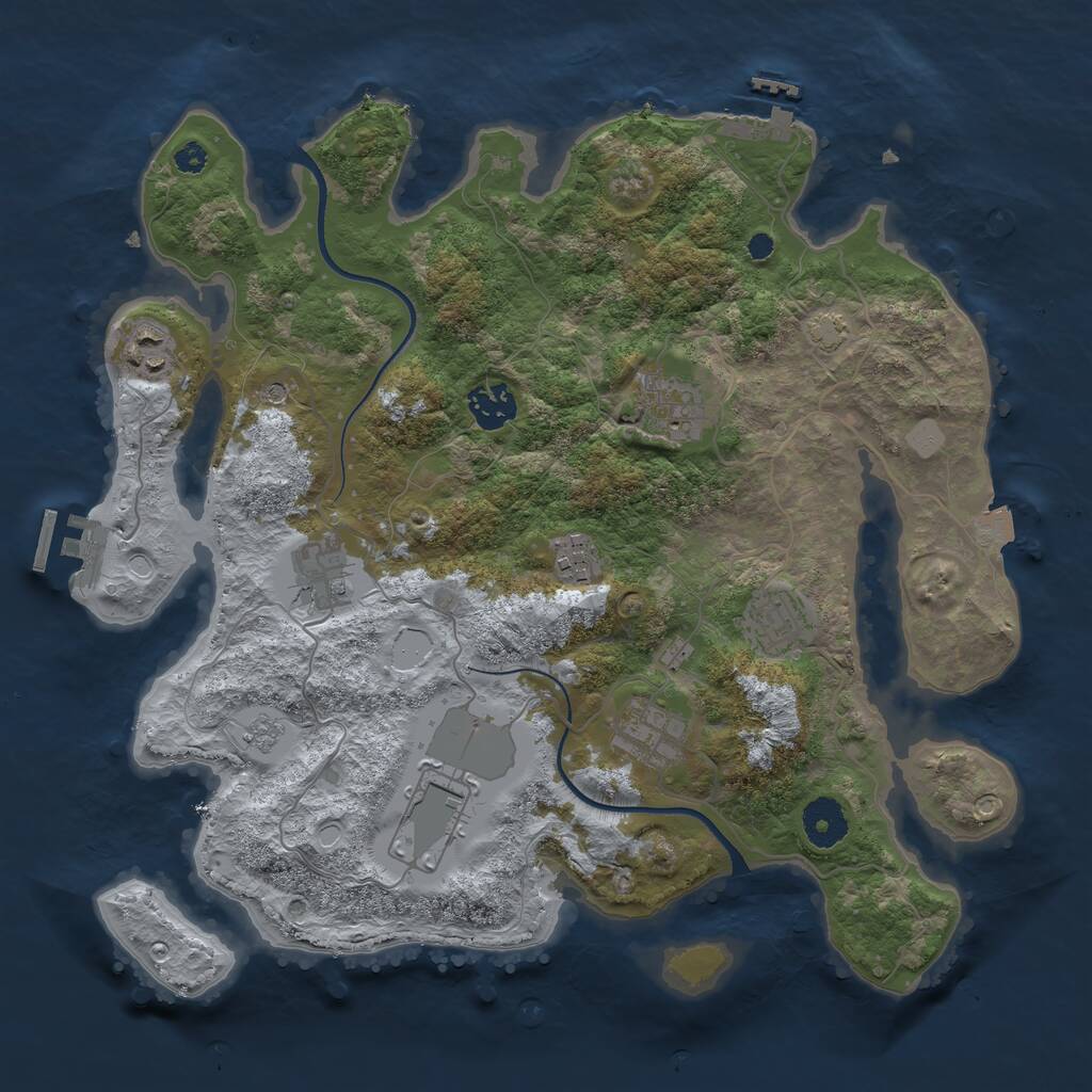Rust Map: Procedural Map, Size: 3500, Seed: 16898, 14 Monuments