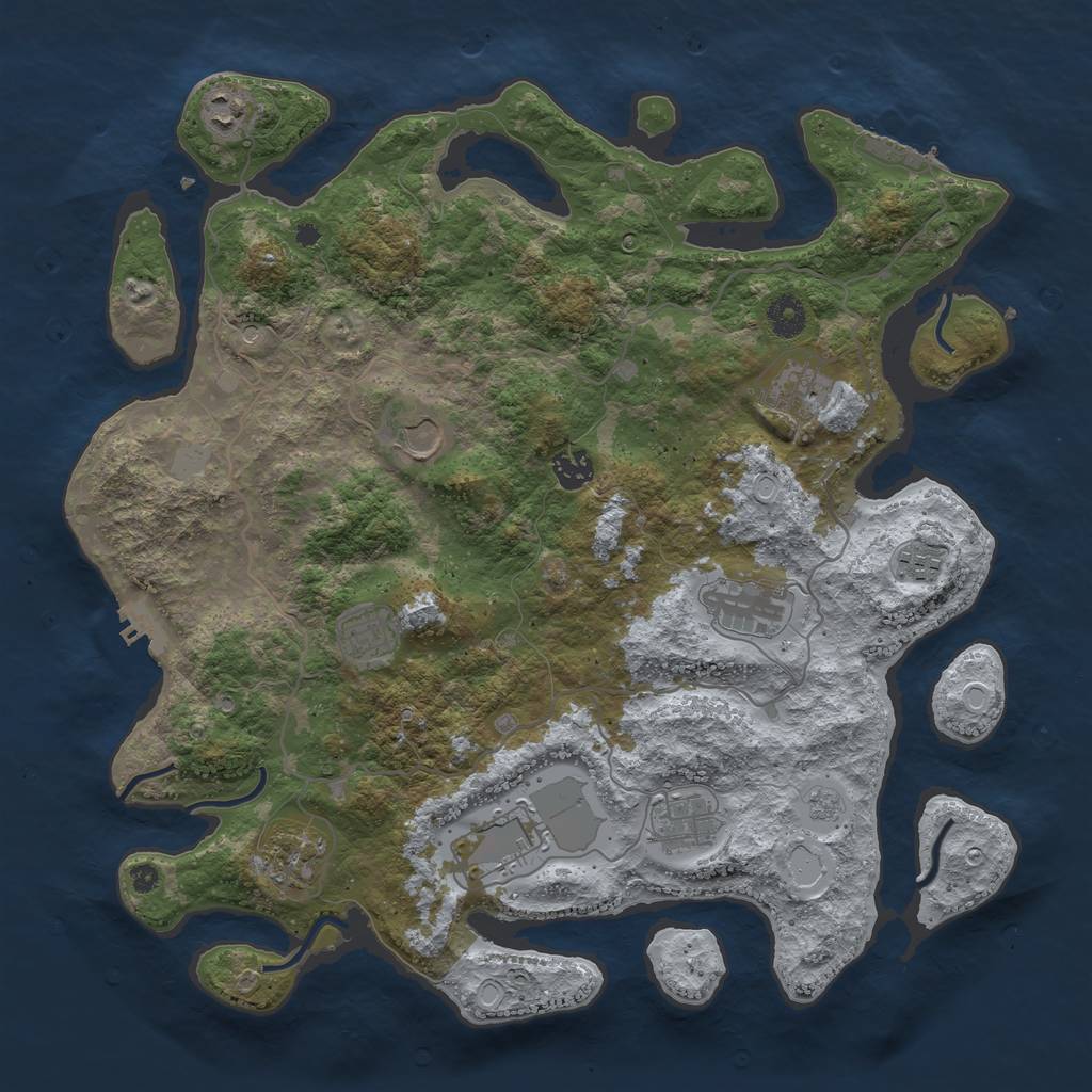 Rust Map: Procedural Map, Size: 4000, Seed: 17653, 17 Monuments