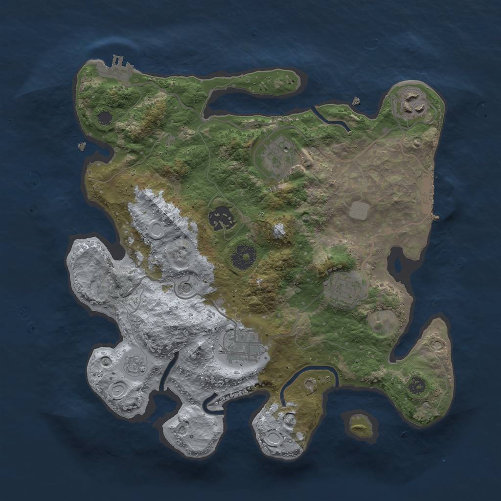 Rust Map: Procedural Map, Size: 3000, Seed: 1909432747, 12 Monuments