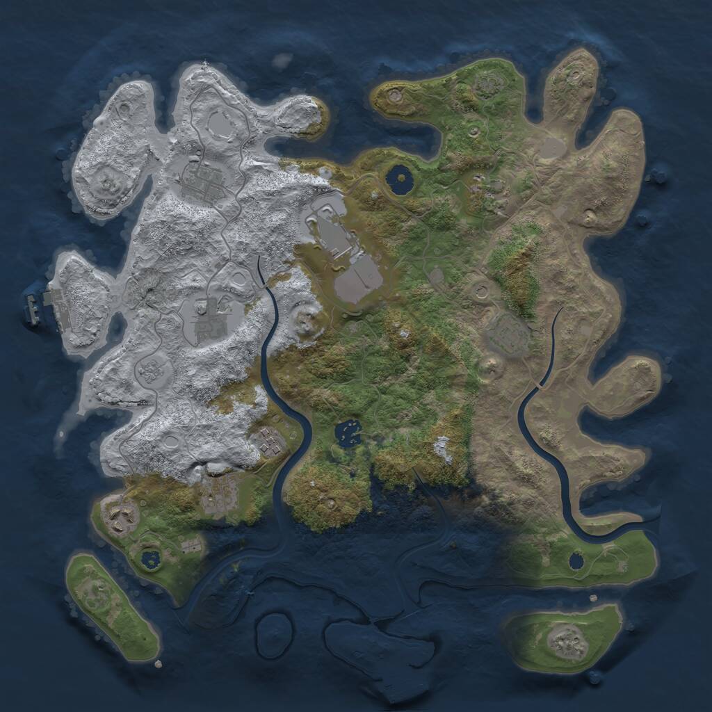 Rust Map: Procedural Map, Size: 3800, Seed: 1851, 15 Monuments