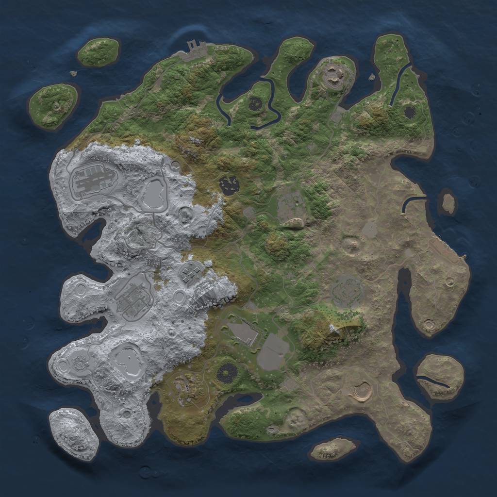 Rust Map: Procedural Map, Size: 3700, Seed: 29618352, 19 Monuments