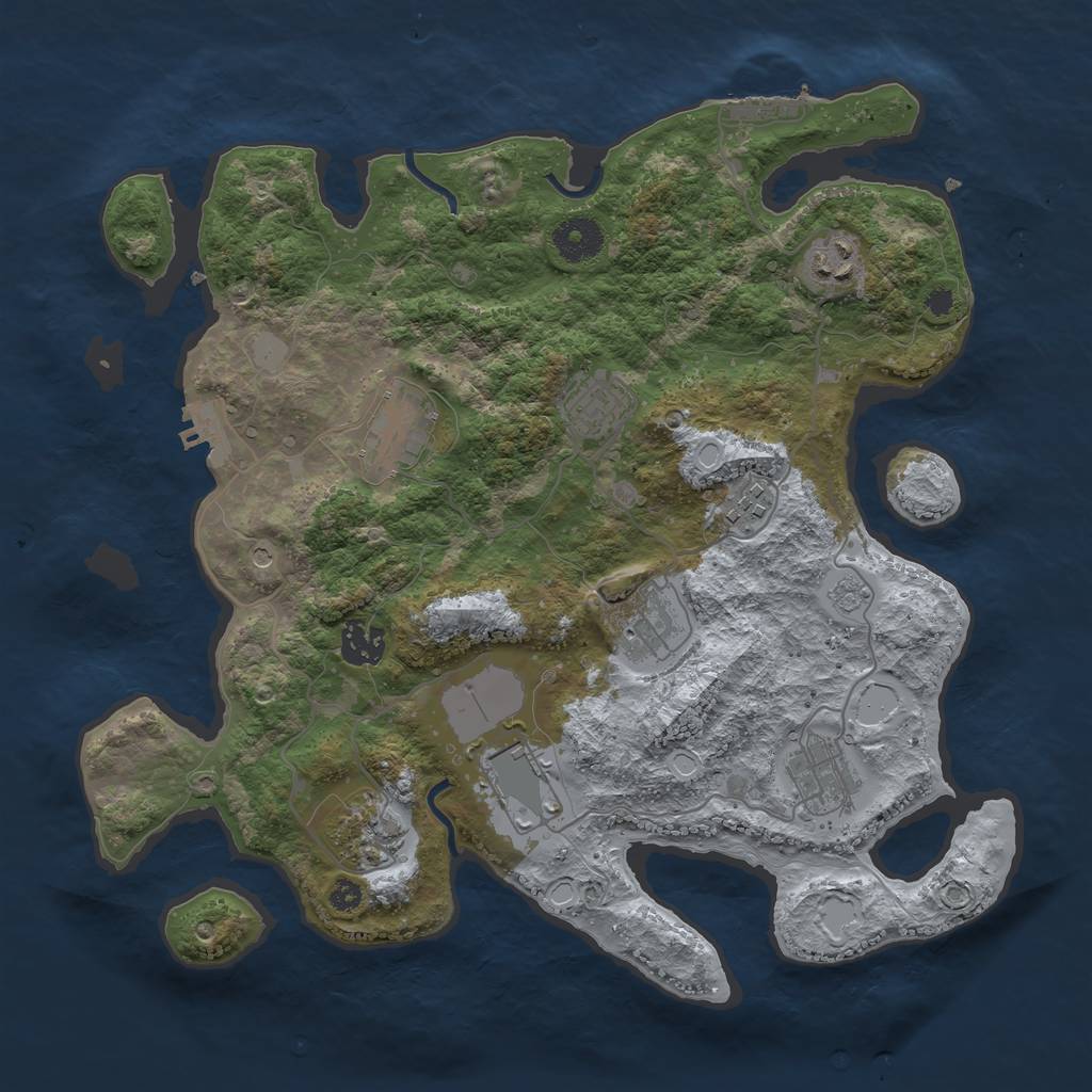 Rust Map: Procedural Map, Size: 3500, Seed: 91351443, 18 Monuments