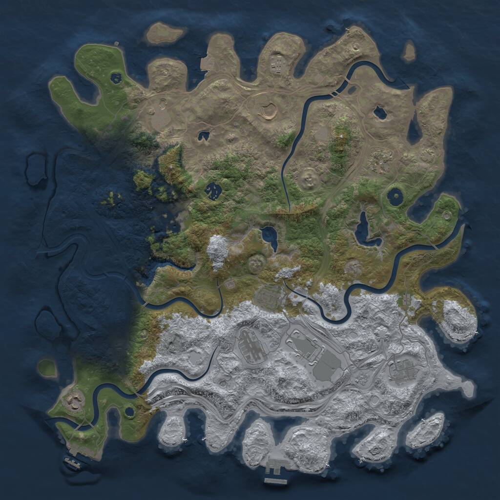 Rust Map: Procedural Map, Size: 4500, Seed: 1032986542, 17 Monuments