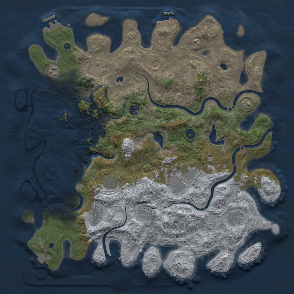 Rust Map: Procedural Map, Size: 4500, Seed: 1032986542, 16 Monuments