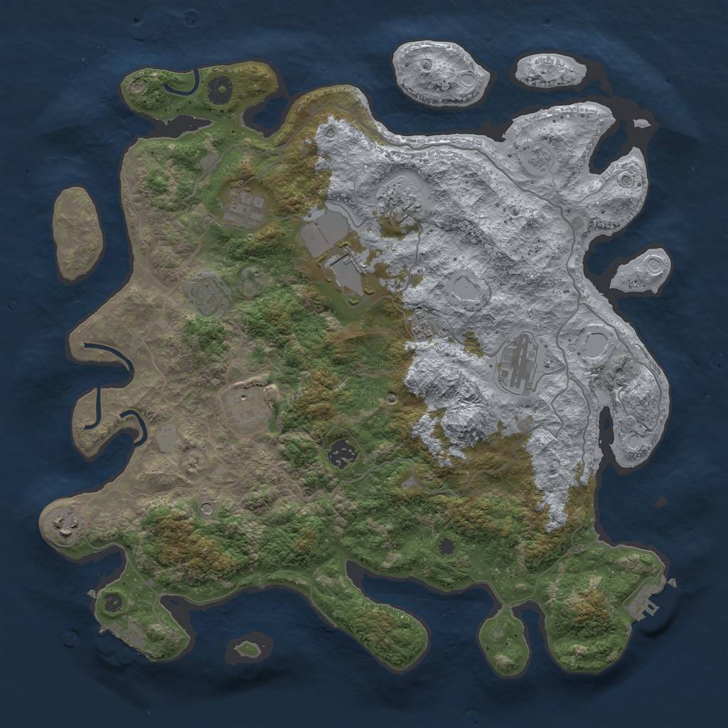 Rust Map: Procedural Map, Size: 4000, Seed: 1544259841, 18 Monuments
