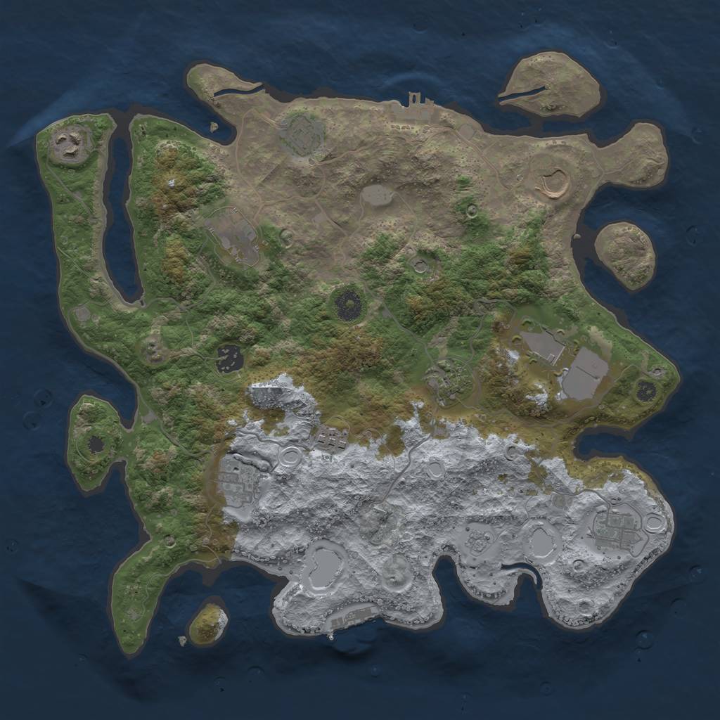 Rust Map: Procedural Map, Size: 3750, Seed: 45498583, 19 Monuments