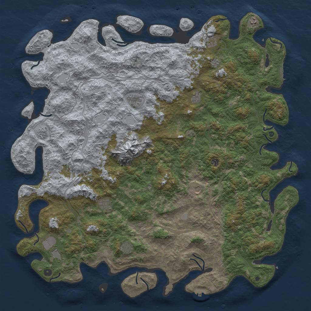 Rust Map: Procedural Map, Size: 6000, Seed: 577197, 18 Monuments