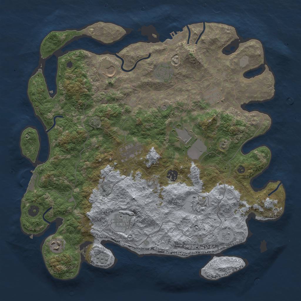 Rust Map: Procedural Map, Size: 4000, Seed: 65372, 18 Monuments