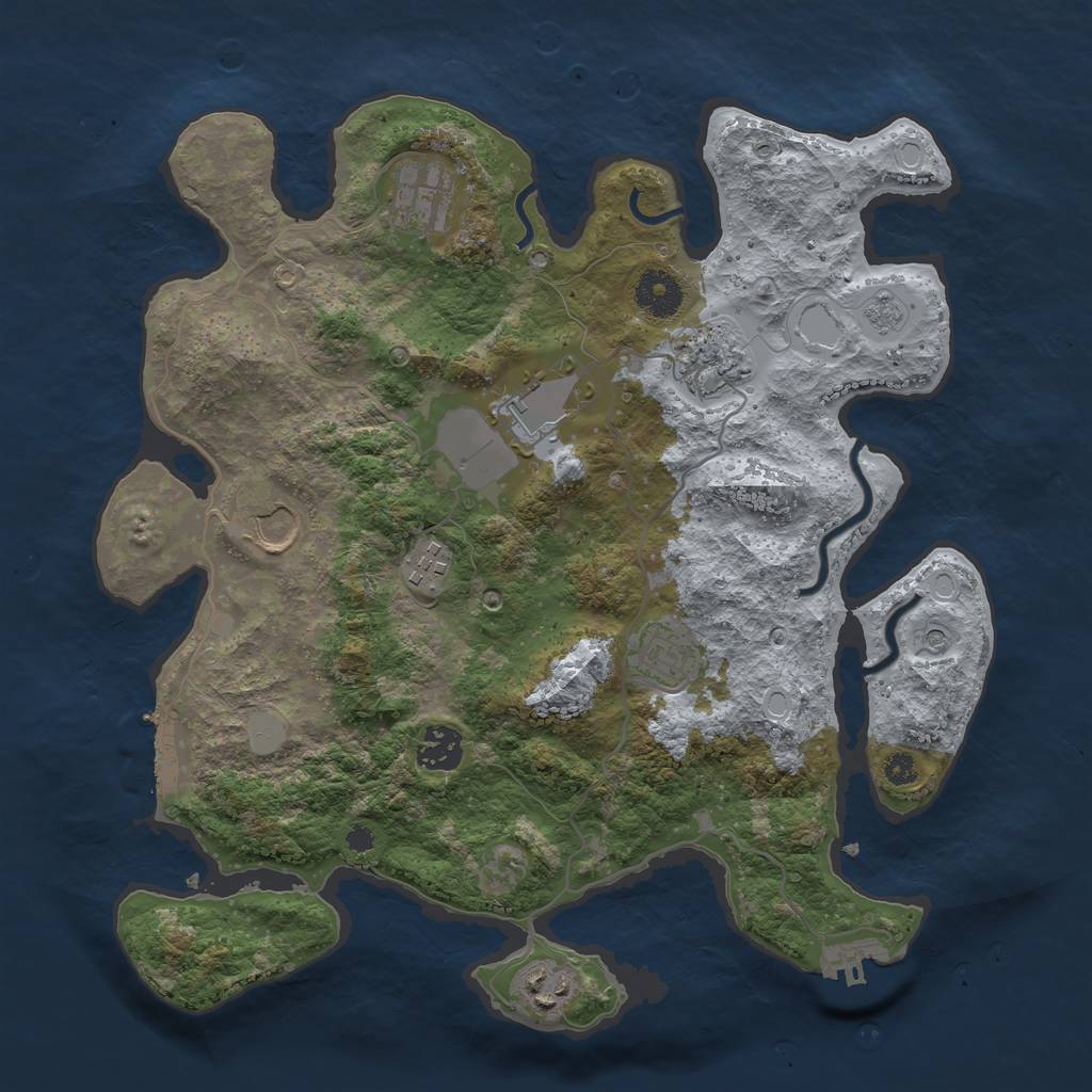 Rust Map: Procedural Map, Size: 3500, Seed: 57269657, 15 Monuments