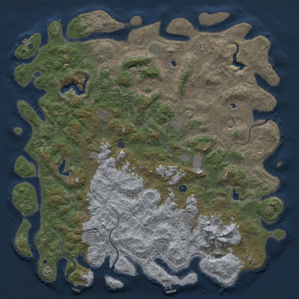 Rust Map: Procedural Map, Size: 6000, Seed: 51555, 17 Monuments