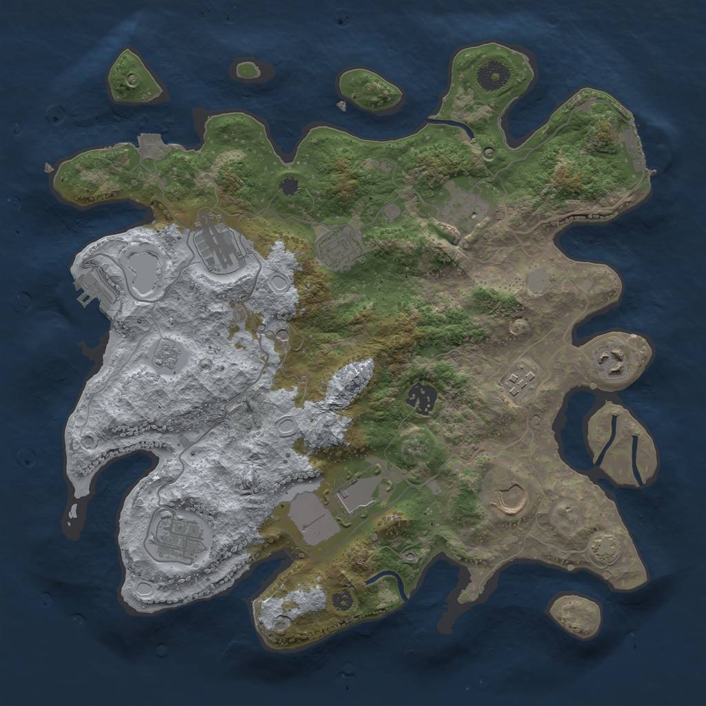 Rust Map: Procedural Map, Size: 3500, Seed: 346225366, 17 Monuments