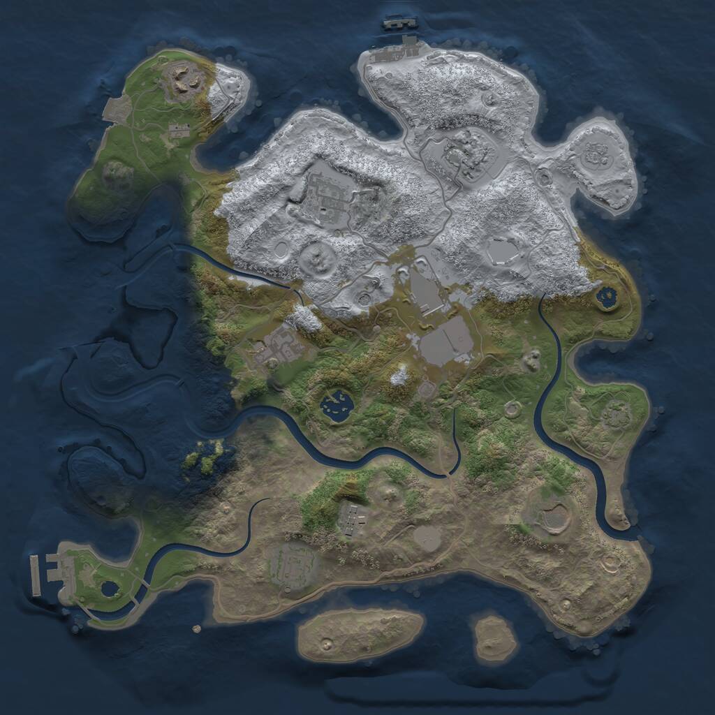 Rust Map: Procedural Map, Size: 3500, Seed: 54906721, 15 Monuments