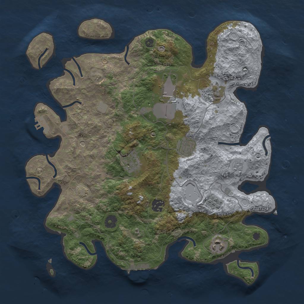 Rust Map: Procedural Map, Size: 3500, Seed: 22946725, 15 Monuments