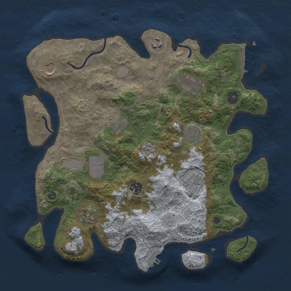 Rust Map: Procedural Map, Size: 3500, Seed: 835866899, 17 Monuments