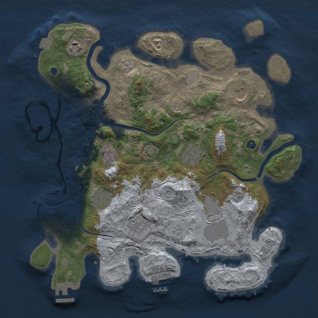 Rust Map: Procedural Map, Size: 3500, Seed: 10055990, 14 Monuments