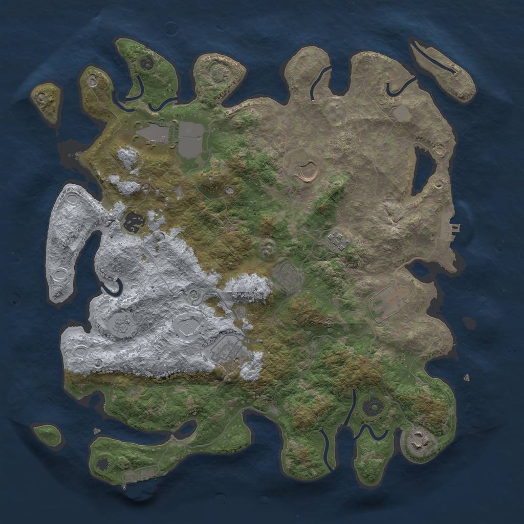 Rust Map: Procedural Map, Size: 3850, Seed: 2543608, 16 Monuments
