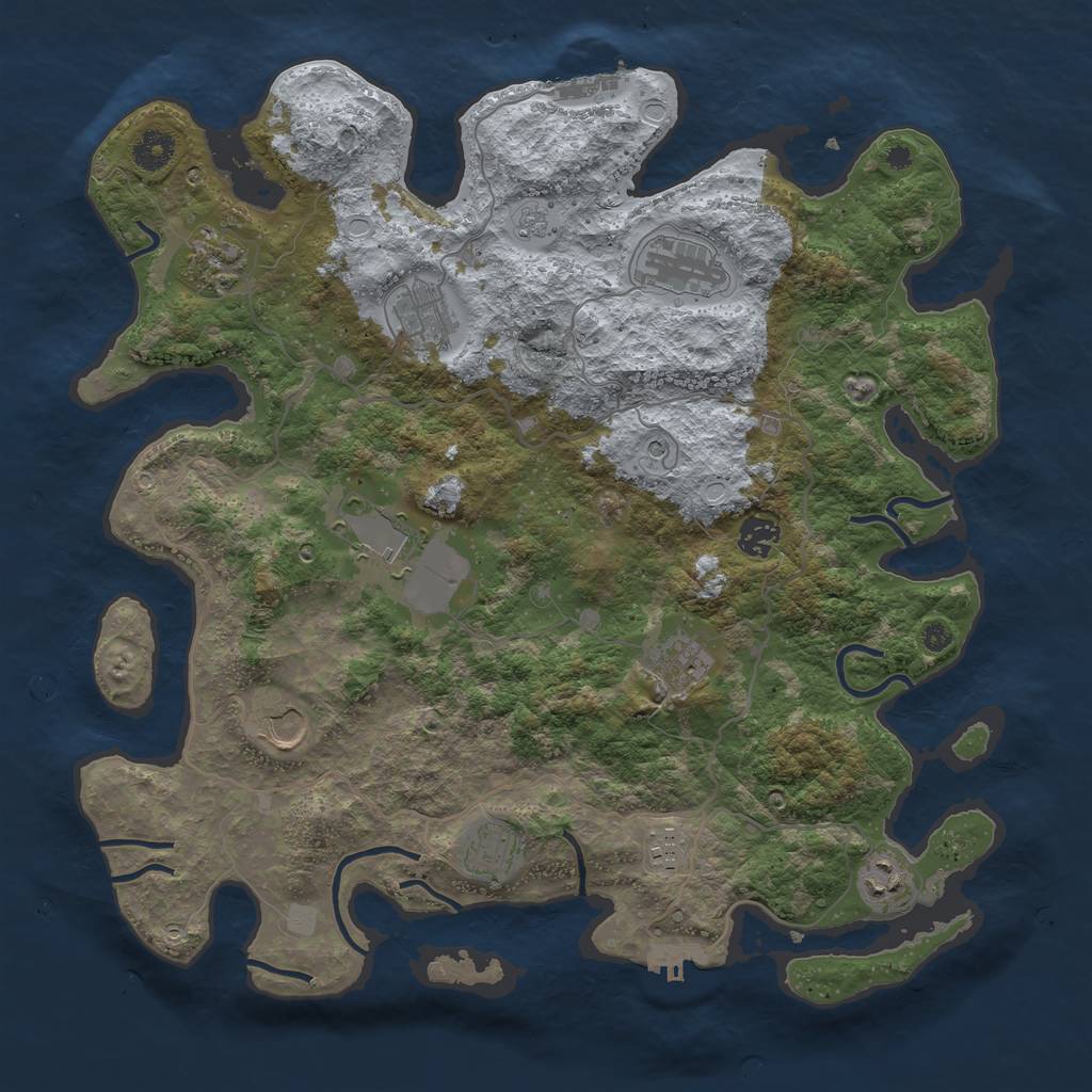 Rust Map: Procedural Map, Size: 4000, Seed: 2115, 17 Monuments
