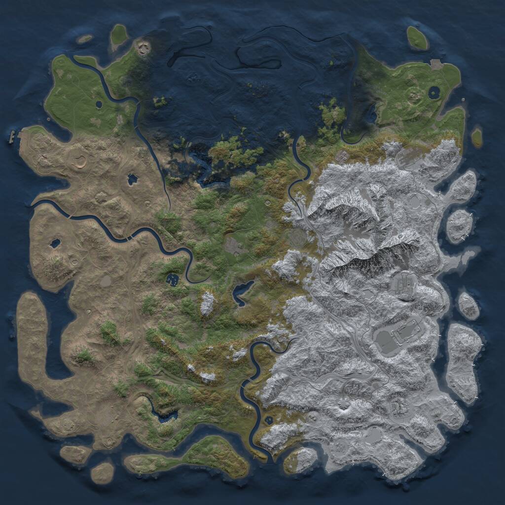 Rust Map: Procedural Map, Size: 6000, Seed: 2486579, 17 Monuments