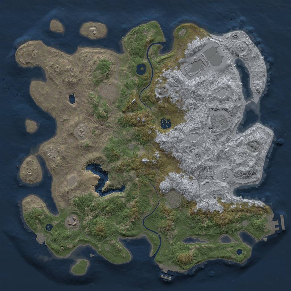 Rust Map: Procedural Map, Size: 4000, Seed: 1438116476, 13 Monuments