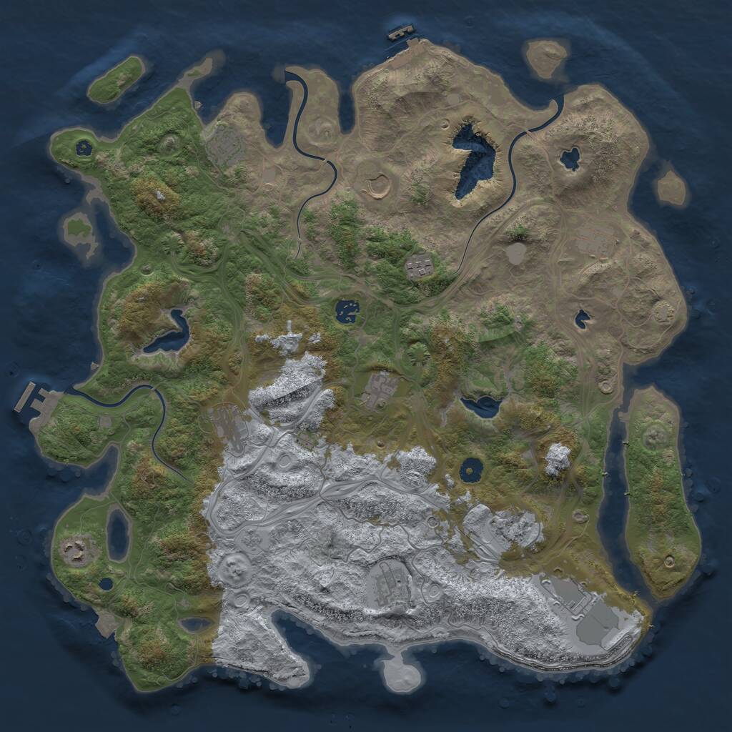 Rust Map: Procedural Map, Size: 4500, Seed: 1078033296, 17 Monuments