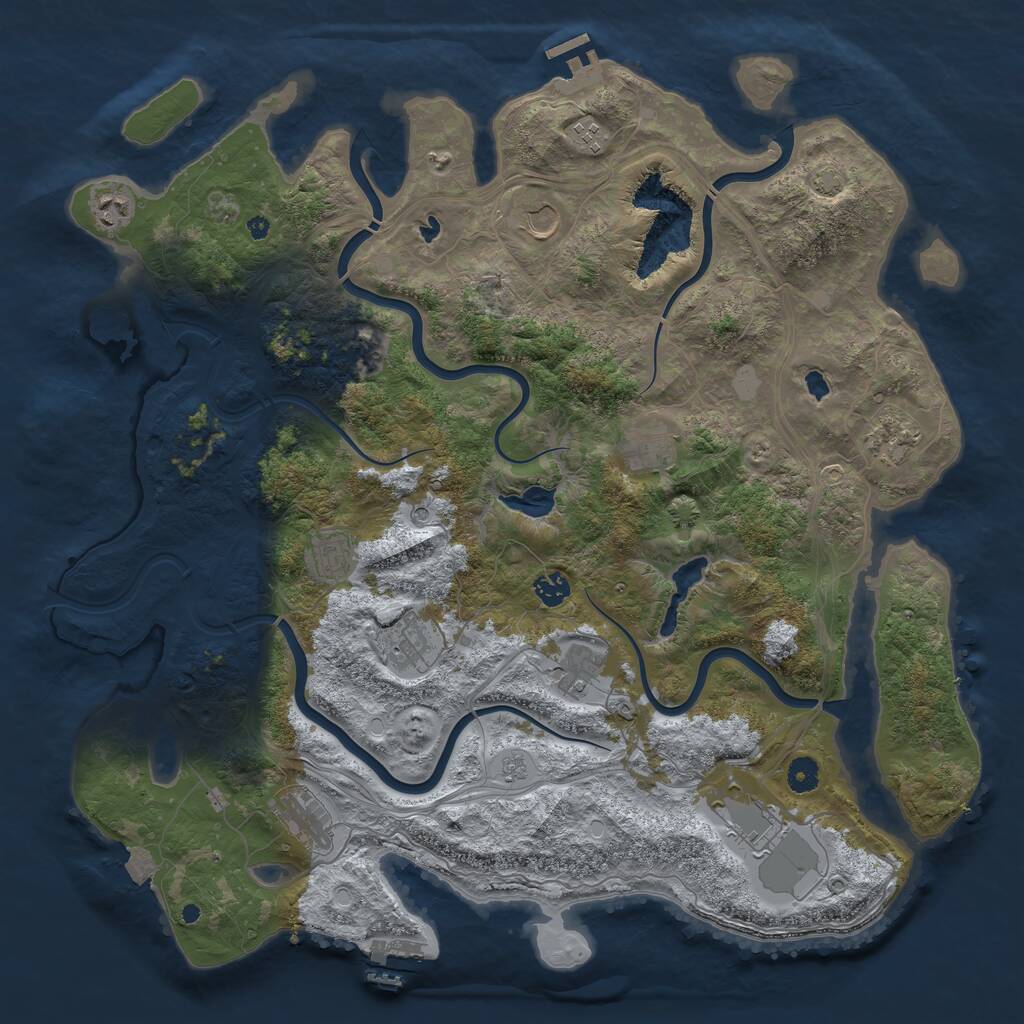 Rust Map: Procedural Map, Size: 4500, Seed: 1078033296, 17 Monuments