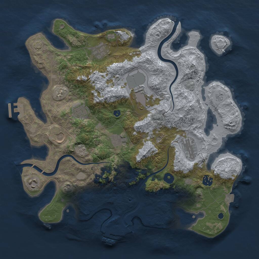 Rust Map: Procedural Map, Size: 3700, Seed: 680052966, 15 Monuments