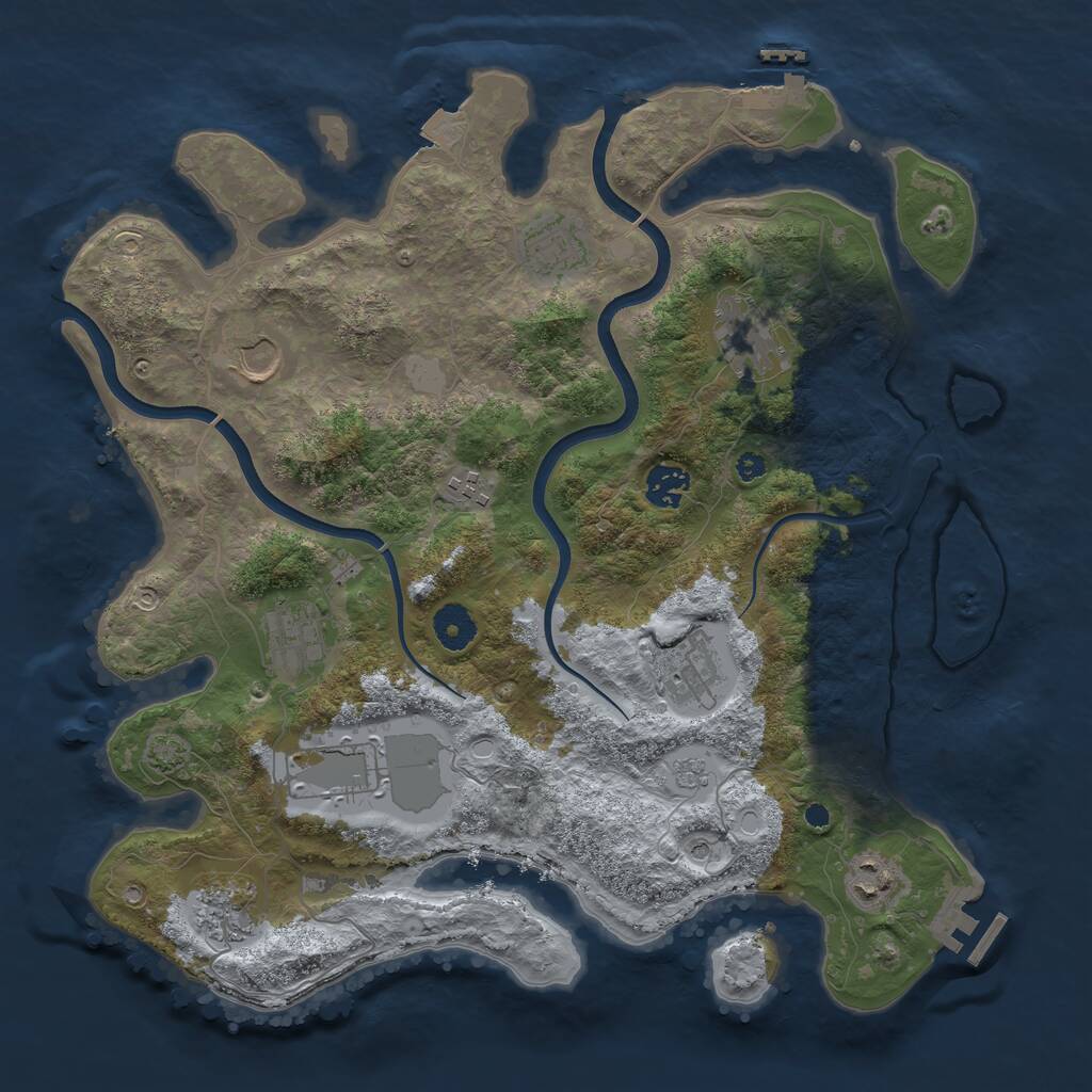 Rust Map: Procedural Map, Size: 3750, Seed: 88744360, 16 Monuments