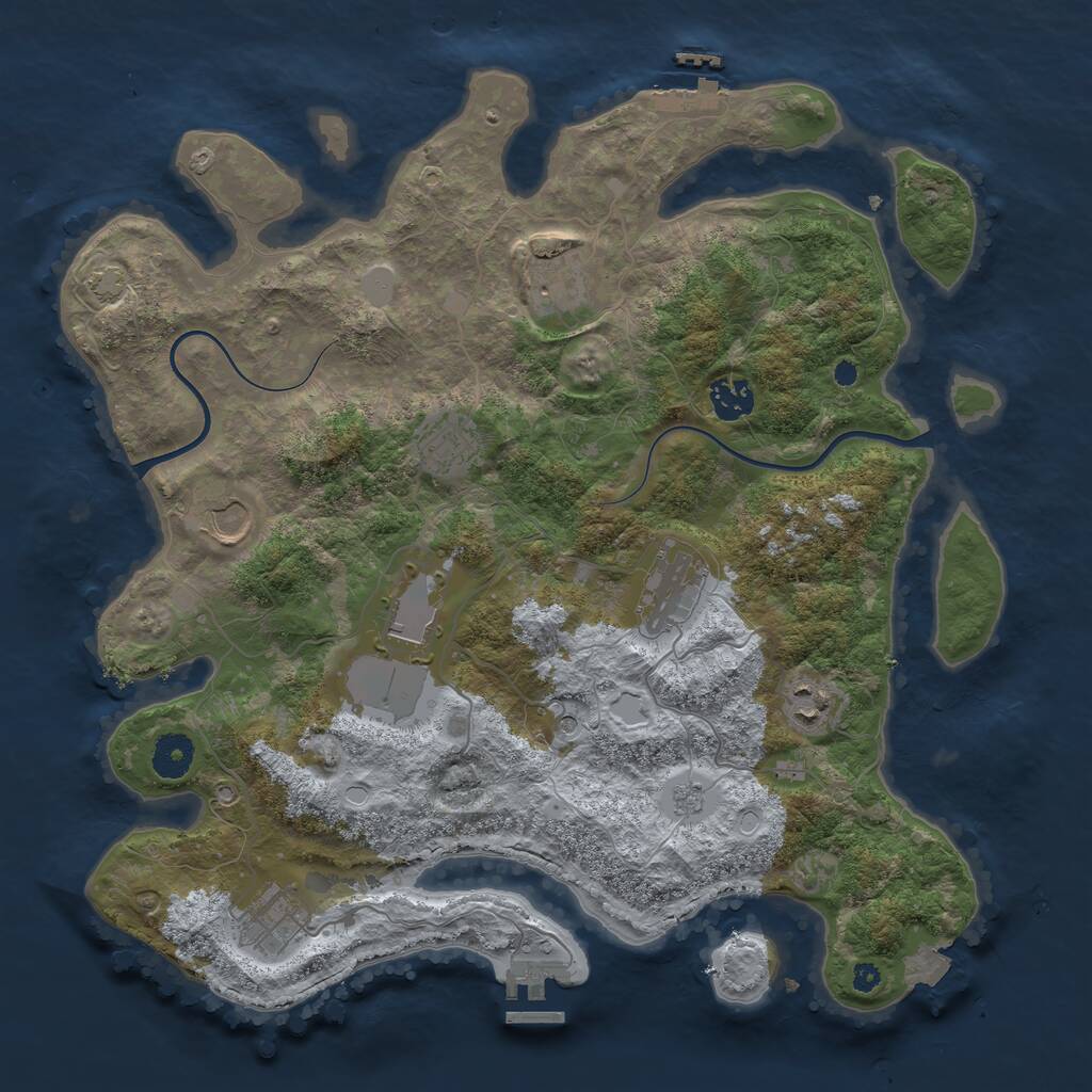 Rust Map: Procedural Map, Size: 3750, Seed: 88744360, 14 Monuments
