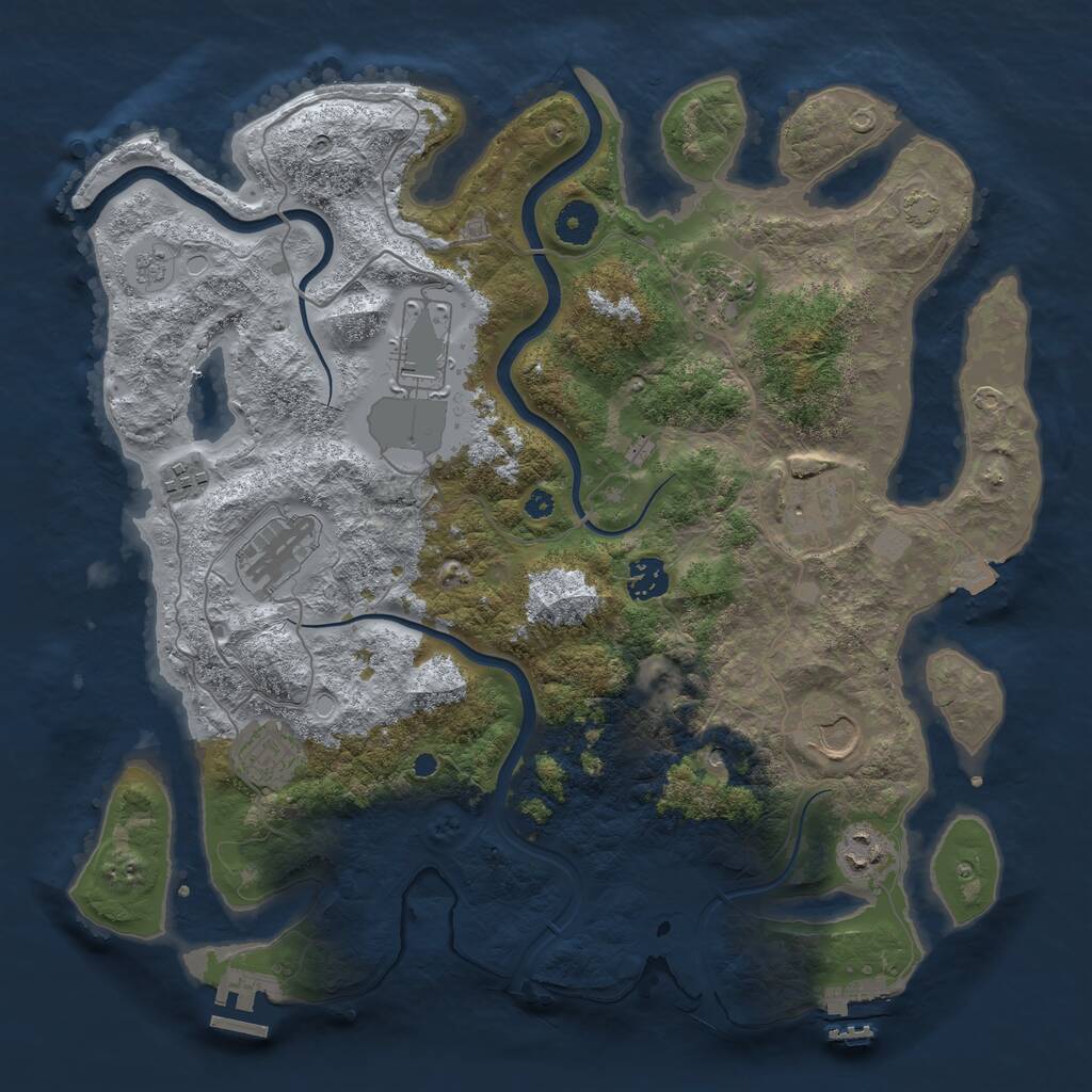 Rust Map: Procedural Map, Size: 3800, Seed: 2639995, 15 Monuments