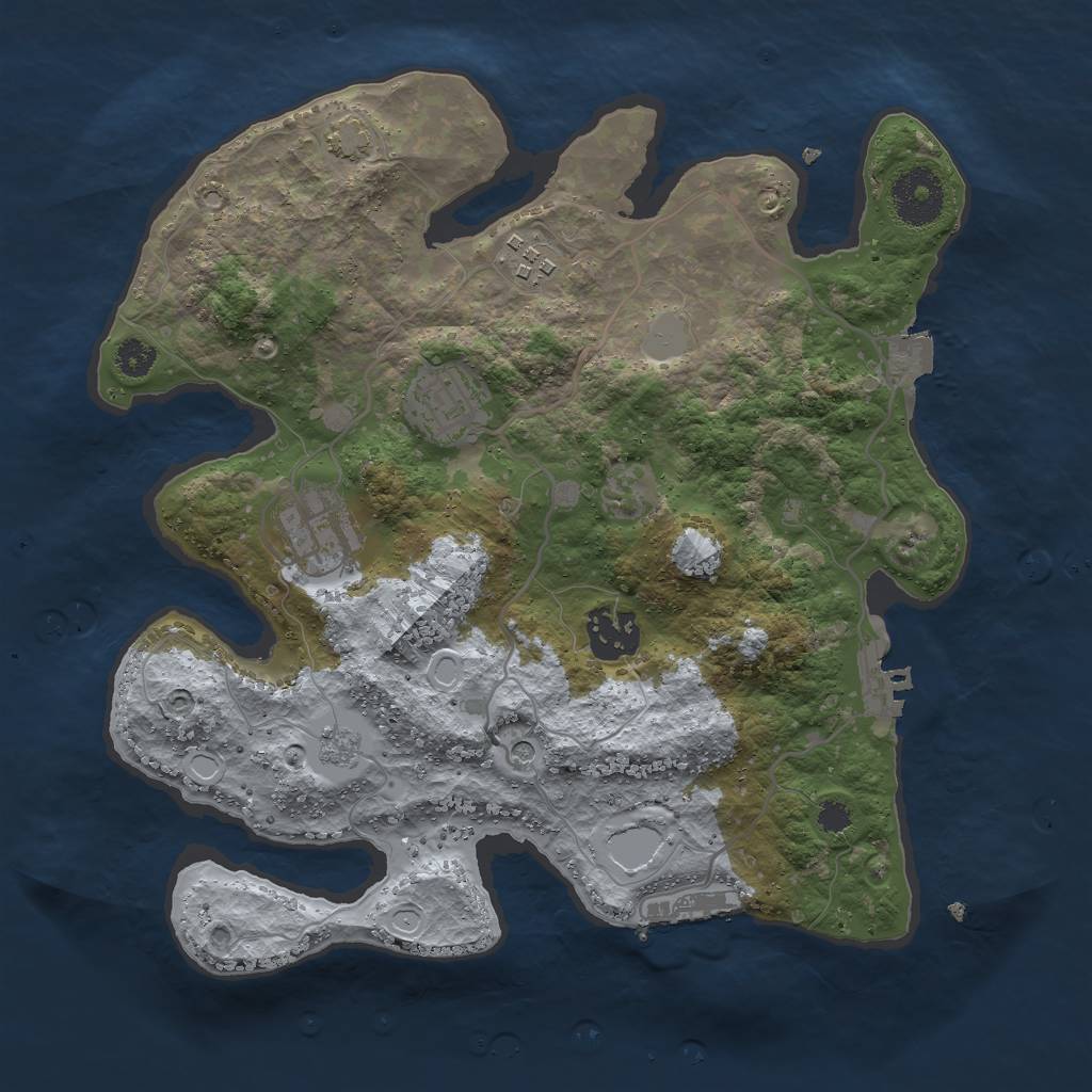 Rust Map: Procedural Map, Size: 3000, Seed: 12453, 12 Monuments