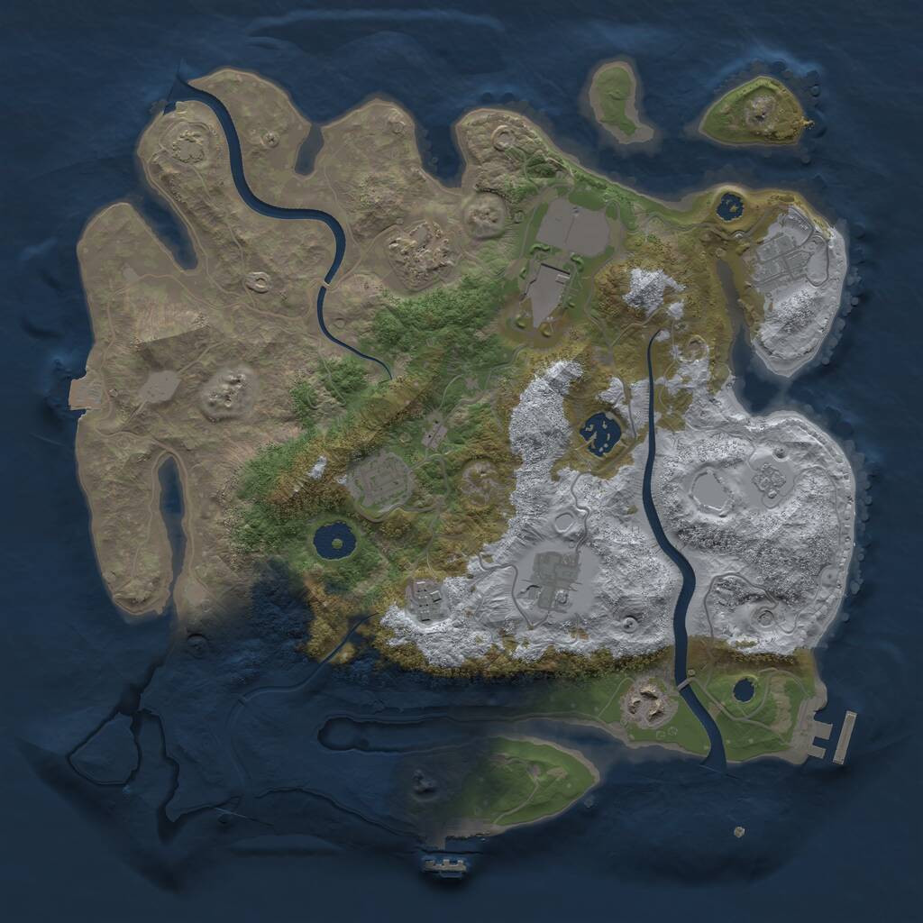 Rust Map: Procedural Map, Size: 3500, Seed: 1509433672, 14 Monuments