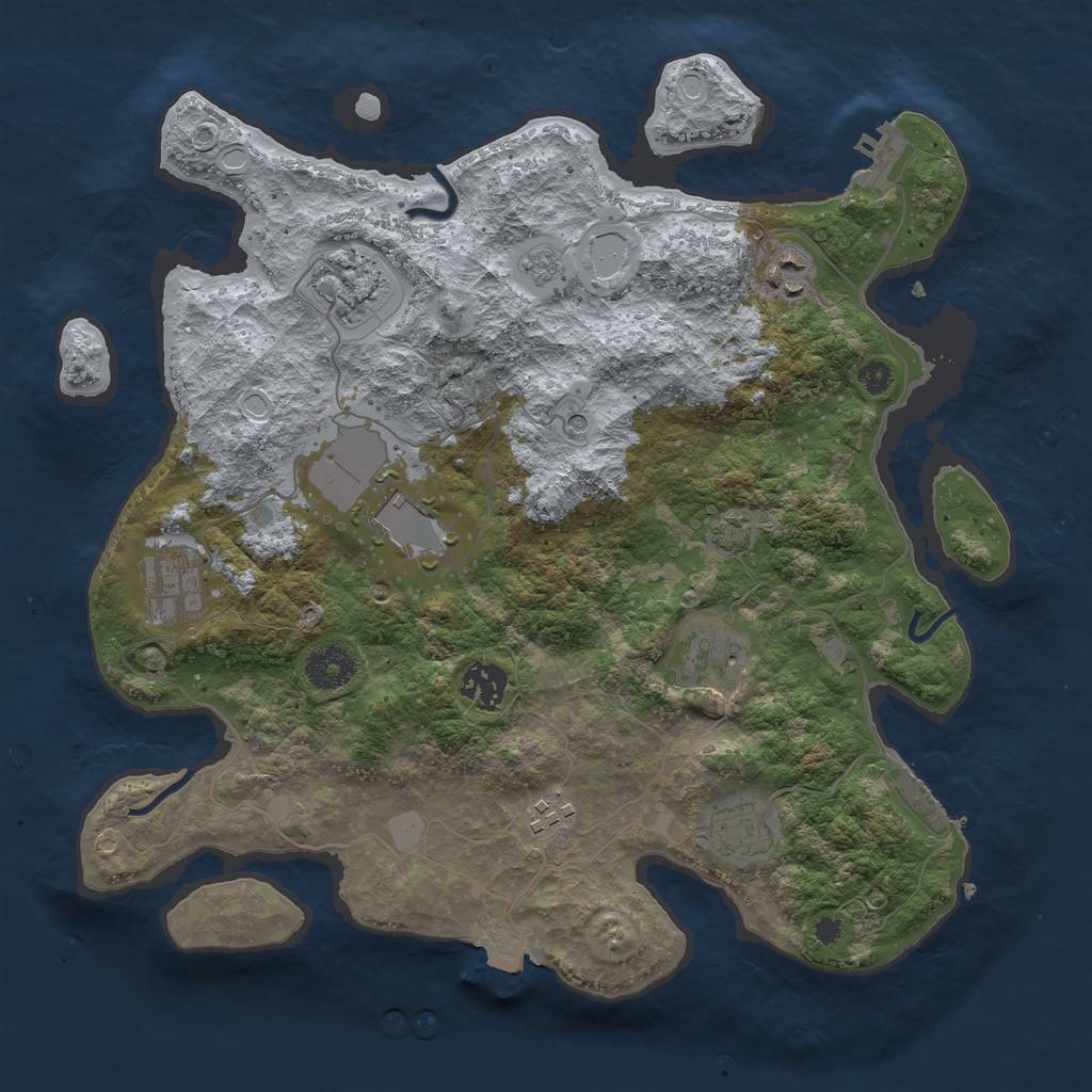 Rust Map: Procedural Map, Size: 3500, Seed: 59803365, 16 Monuments