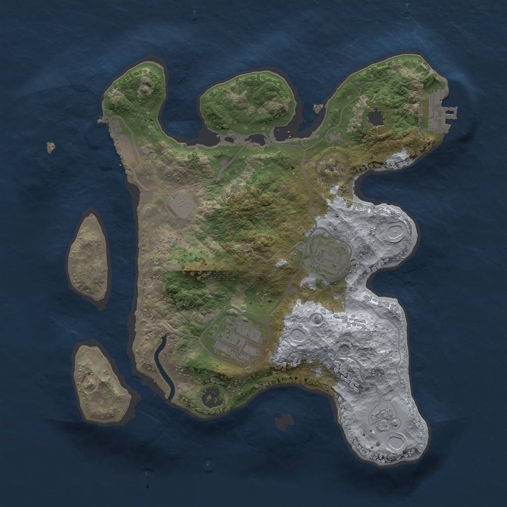 Rust Map: Procedural Map, Size: 2500, Seed: 842151243, 8 Monuments