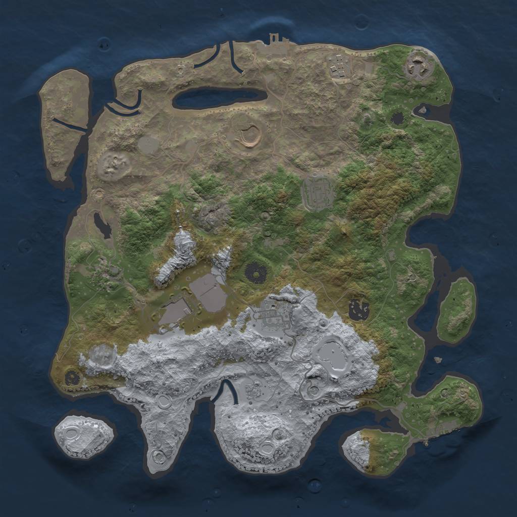 Rust Map: Procedural Map, Size: 3500, Seed: 72192446, 15 Monuments