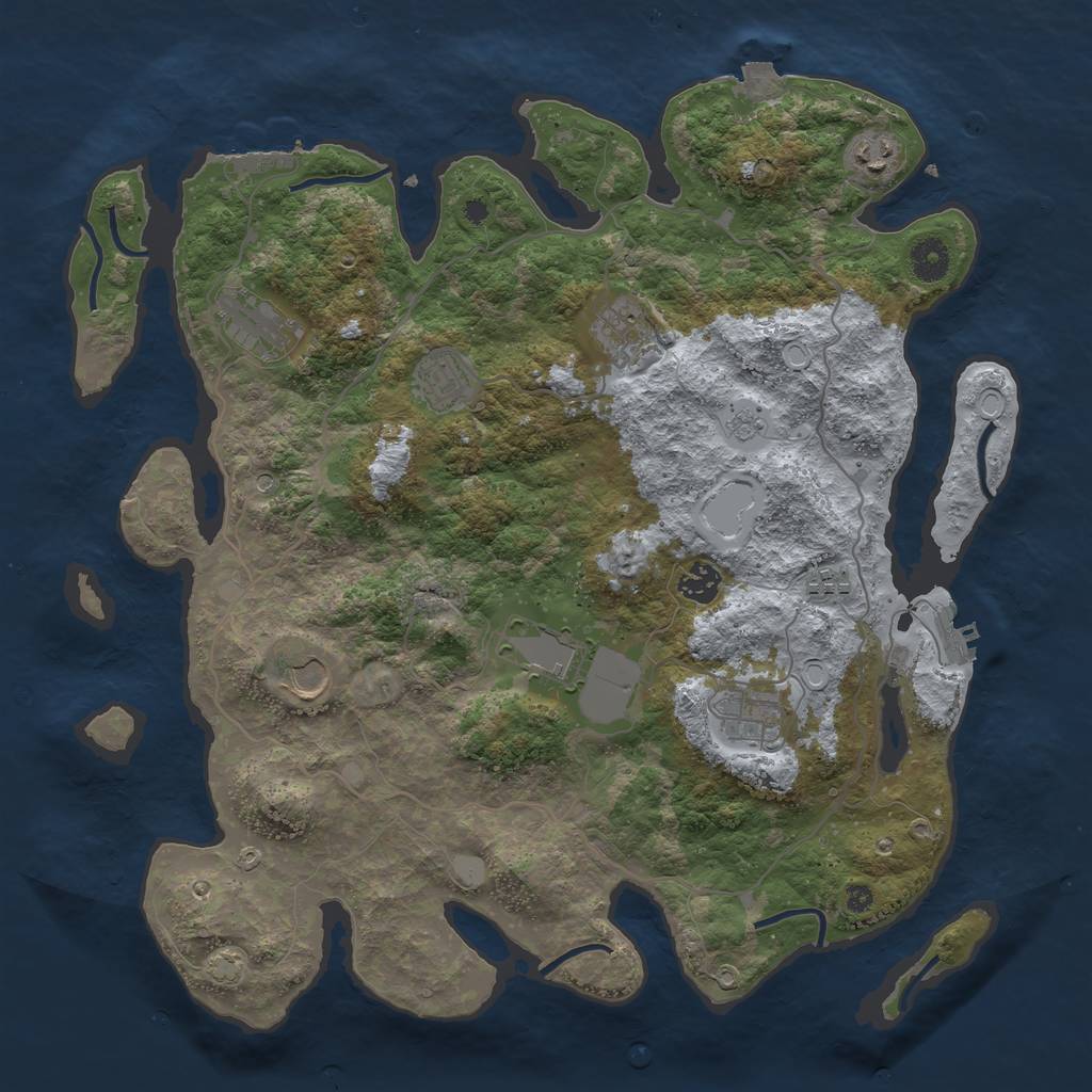 Rust Map: Procedural Map, Size: 4000, Seed: 9859589, 17 Monuments