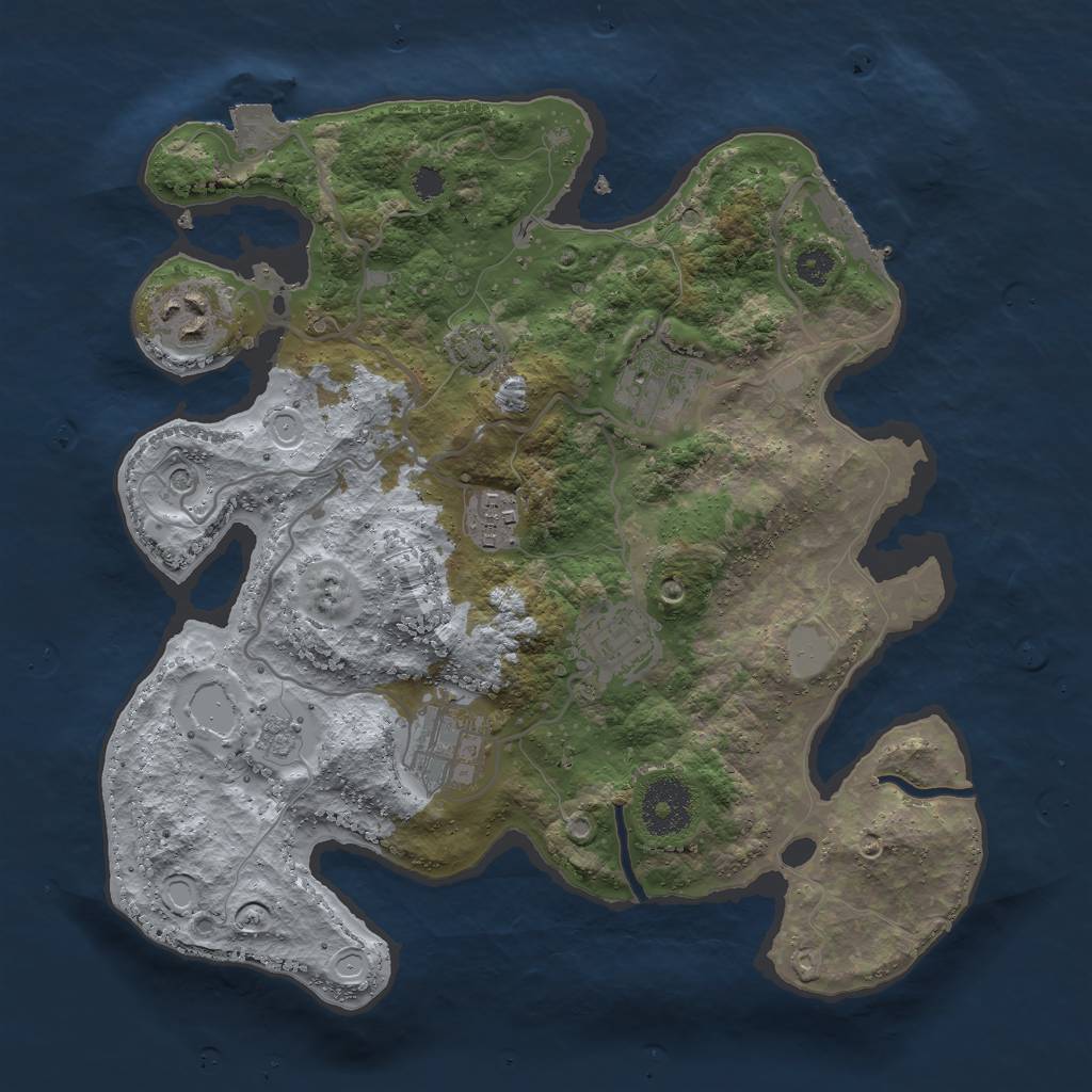 Rust Map: Procedural Map, Size: 3000, Seed: 16386, 12 Monuments