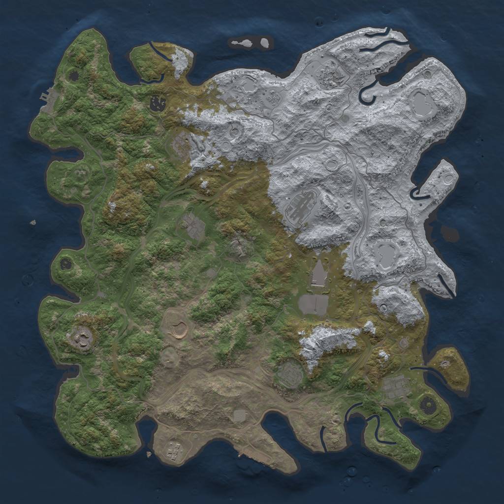 Rust Map: Procedural Map, Size: 4500, Seed: 2119494317, 20 Monuments