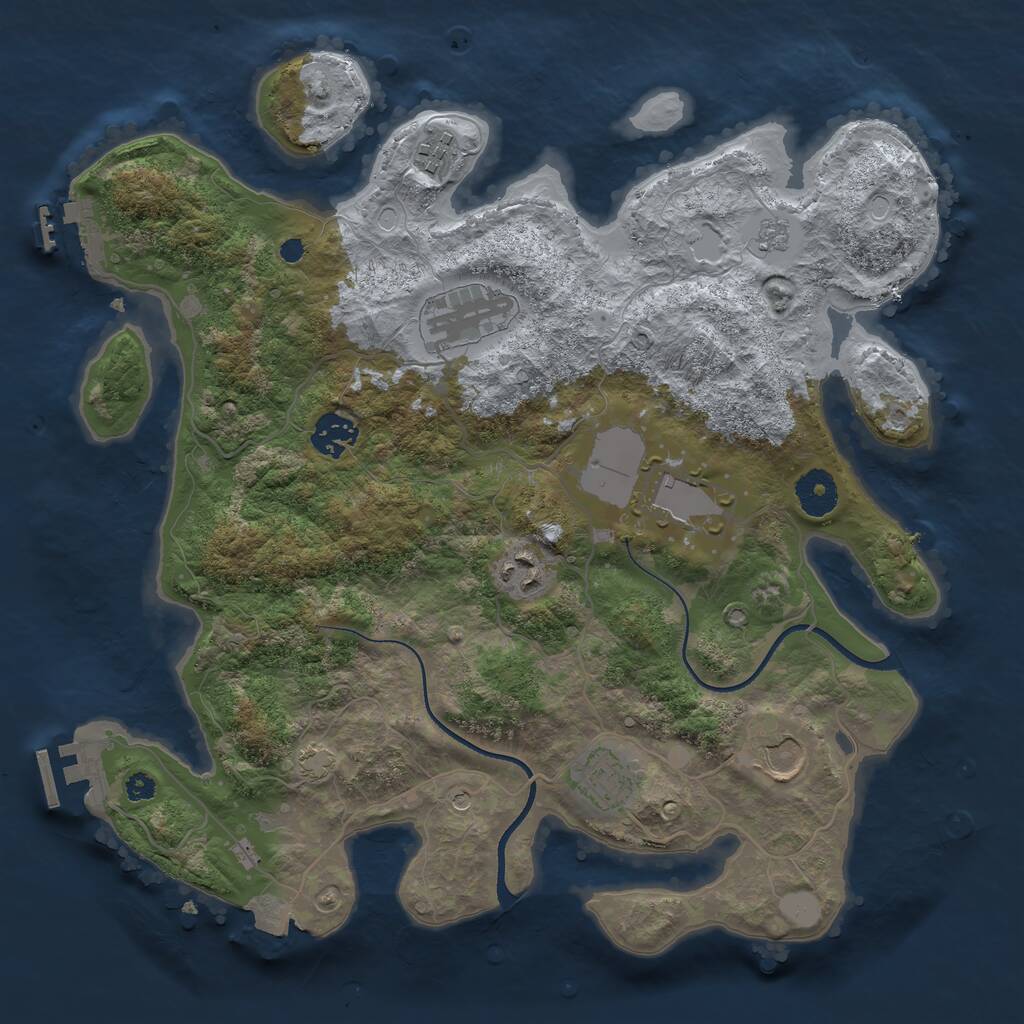 Rust Map: Procedural Map, Size: 3500, Seed: 84786209, 13 Monuments