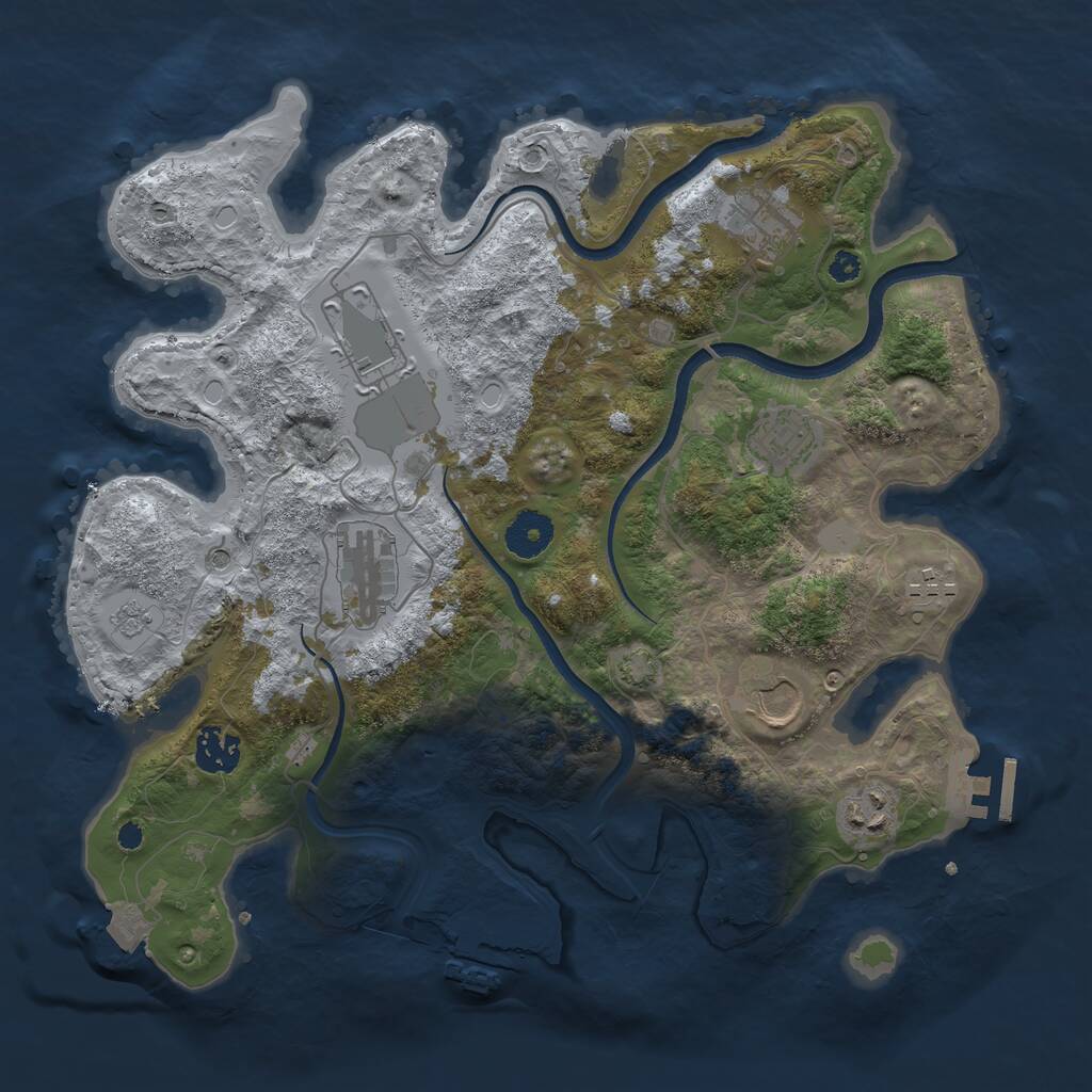 Rust Map: Procedural Map, Size: 3500, Seed: 1106906765, 14 Monuments