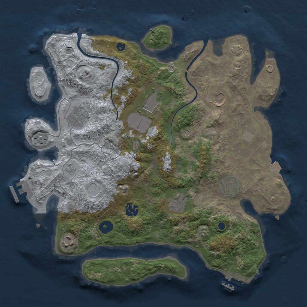 Rust Map: Procedural Map, Size: 3500, Seed: 66426318, 14 Monuments