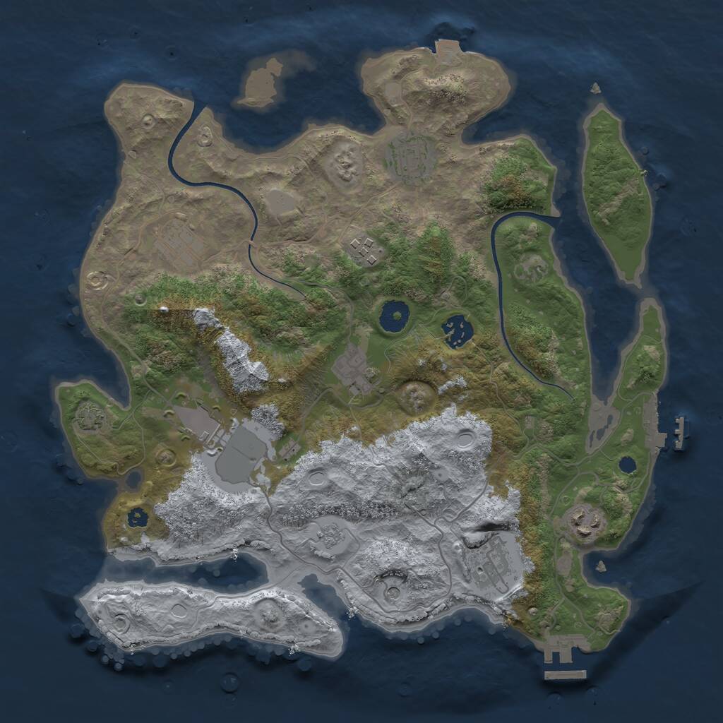 Rust Map: Procedural Map, Size: 3500, Seed: 57890574, 14 Monuments