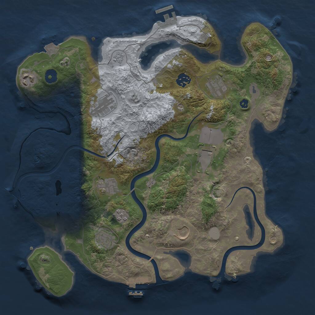 Rust Map: Procedural Map, Size: 3500, Seed: 288971792, 15 Monuments