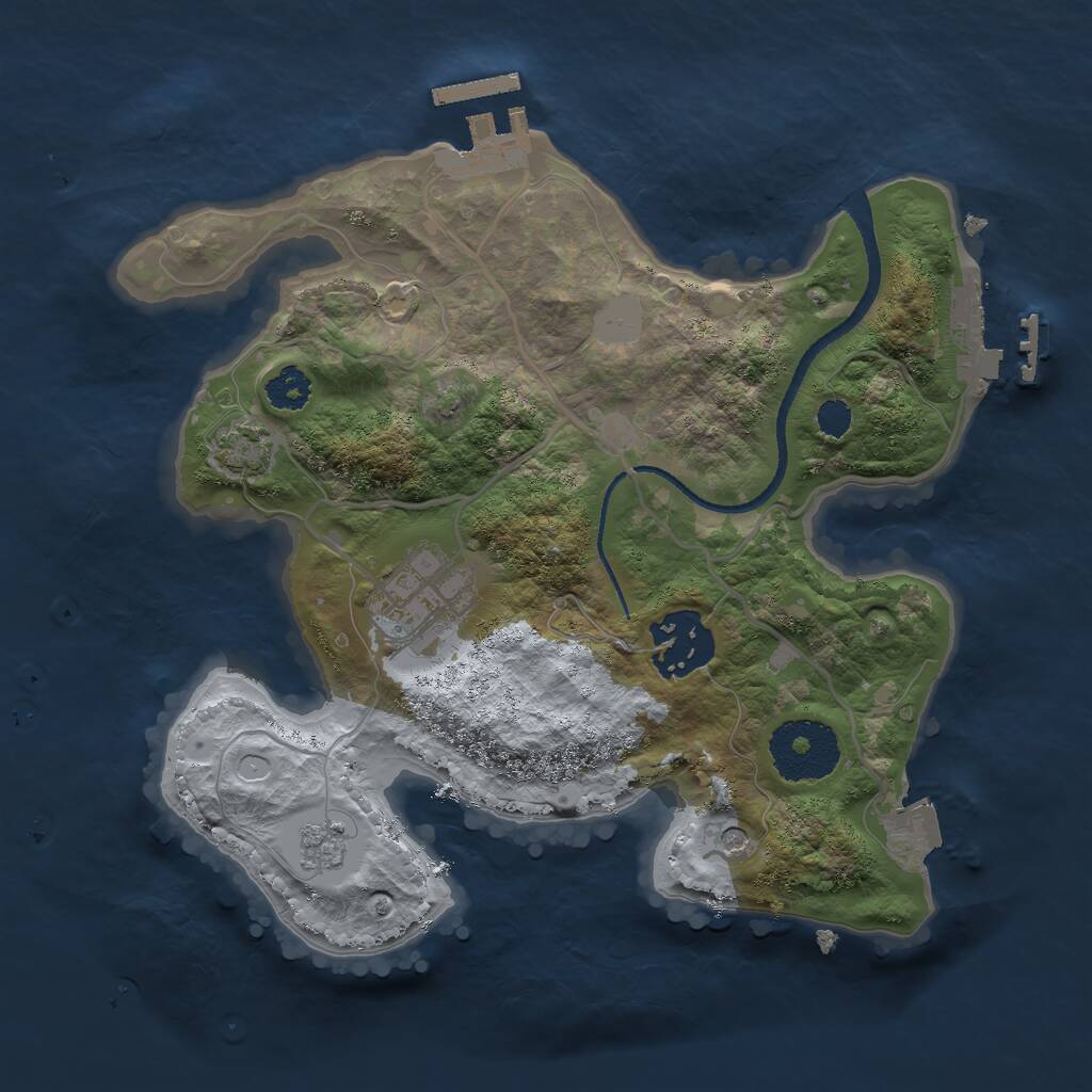 Rust Map: Procedural Map, Size: 2500, Seed: 1942, 8 Monuments