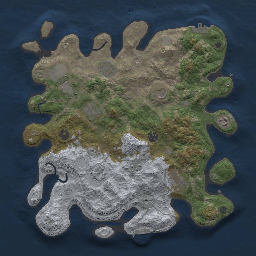 Rust Map: Procedural Map, Size: 3696, Seed: 19486125, 16 Monuments